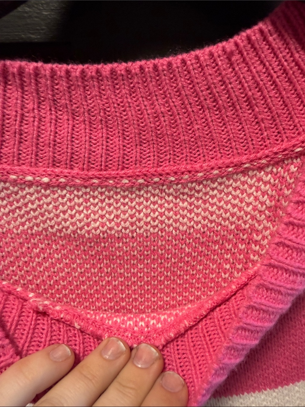 Pink and Cream Checkerboard Knit Sweater - Picture 4 of 4